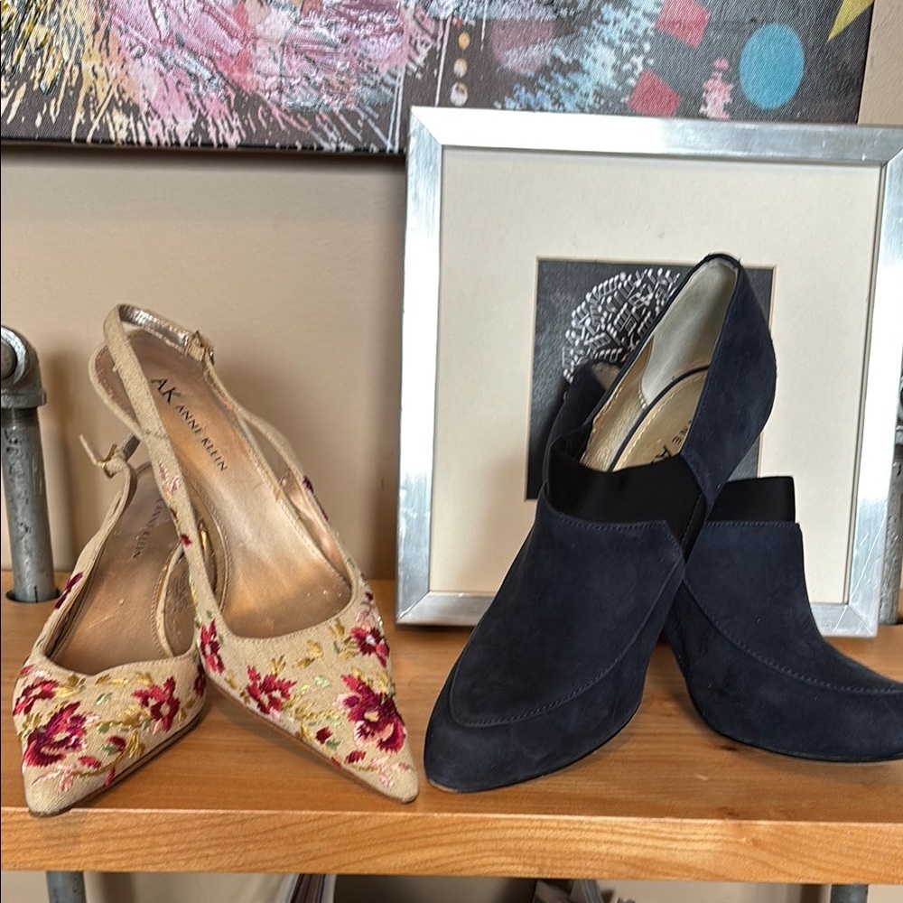 Size 6.5-  2 Pair Anne Klein Designer Shoes - sling backs and ankle boots. - Picture 3 of 15